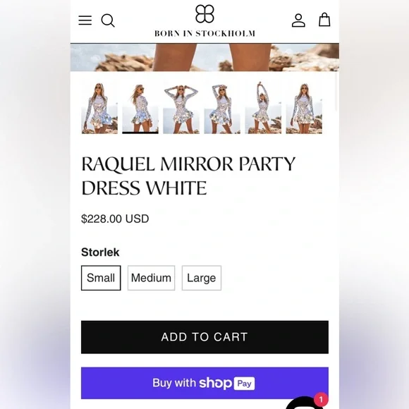 Born in Stockholm Raquel Mirror Dress White (NWT) Perfect for BURNING MAN! - Picture 5 of 8